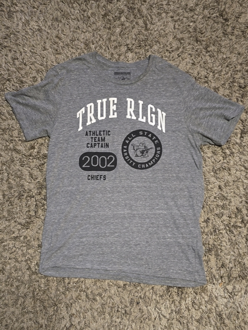 True Religion Gray Graphic Athletic Crewneck Tee